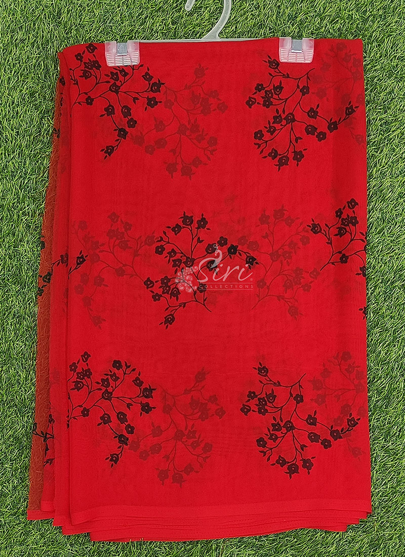 Lovely Printed Georgette Saree in Floral Design