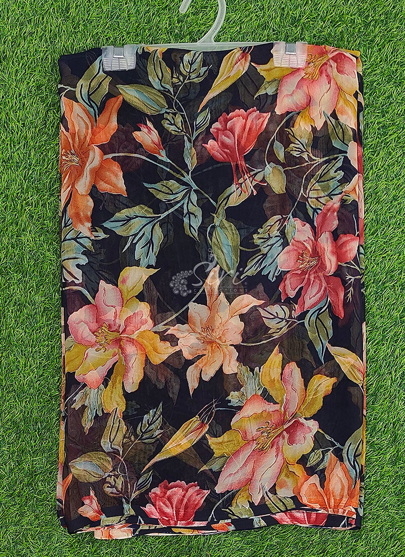 Lovely Printed Georgette Saree in Floral Design