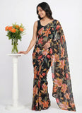 Lovely Printed Georgette Saree in Floral Design