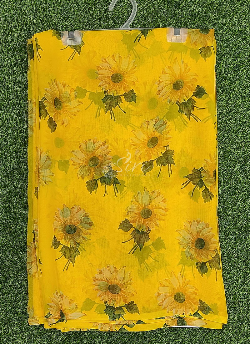 Lovely Printed Georgette Saree in Floral Design