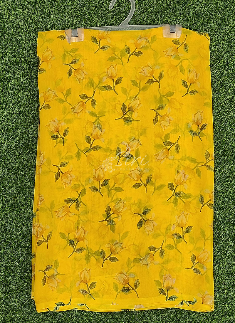 Lovely Printed Georgette Saree in Floral Design