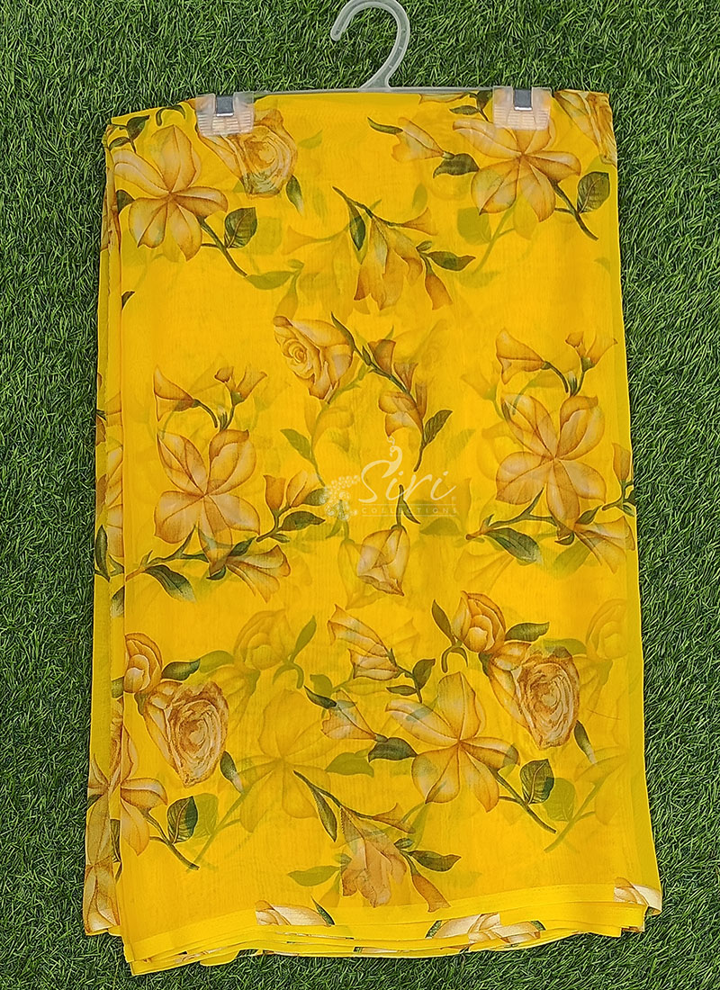 Lovely Printed Georgette Saree in Floral Design