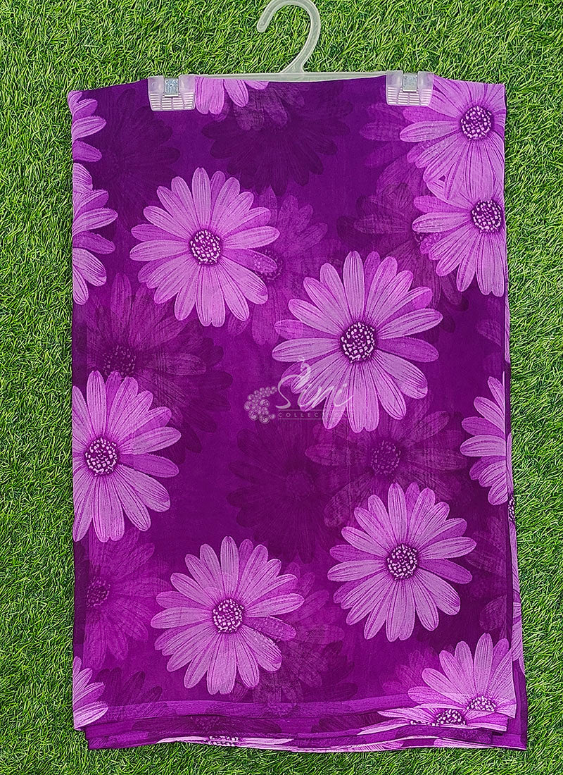Lovely Printed Georgette Saree in Floral Design