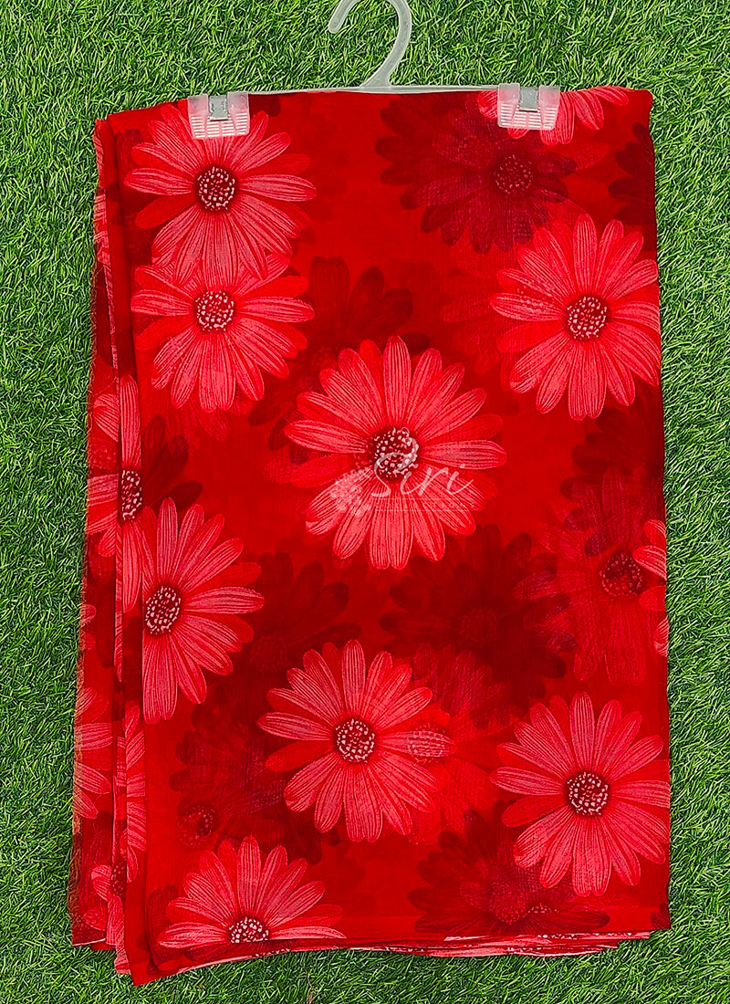 Lovely Printed Georgette Saree in Floral Design