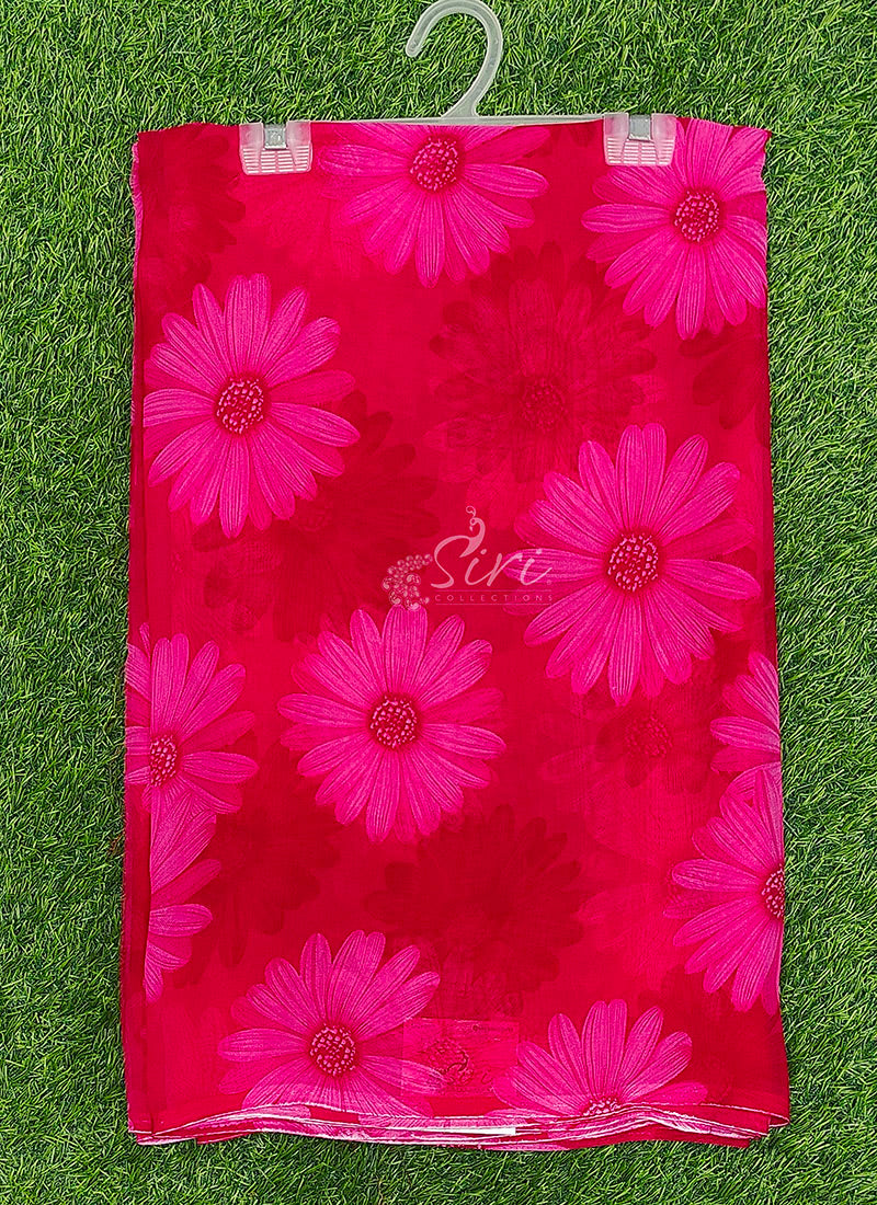 Lovely Printed Georgette Saree in Floral Design