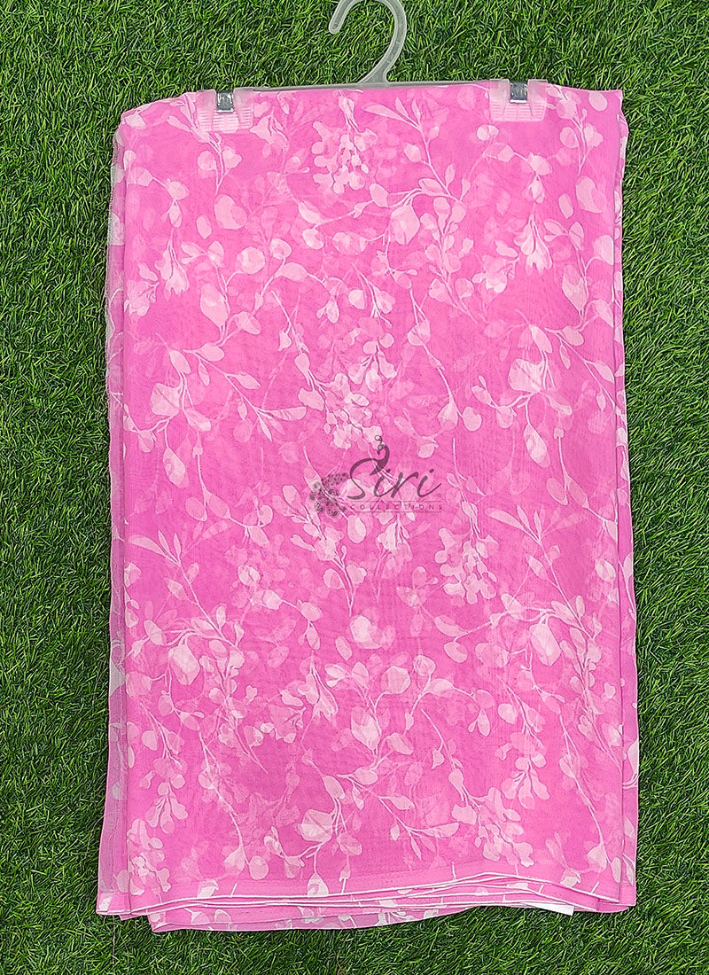 Lovely Printed Georgette Saree in Floral Design