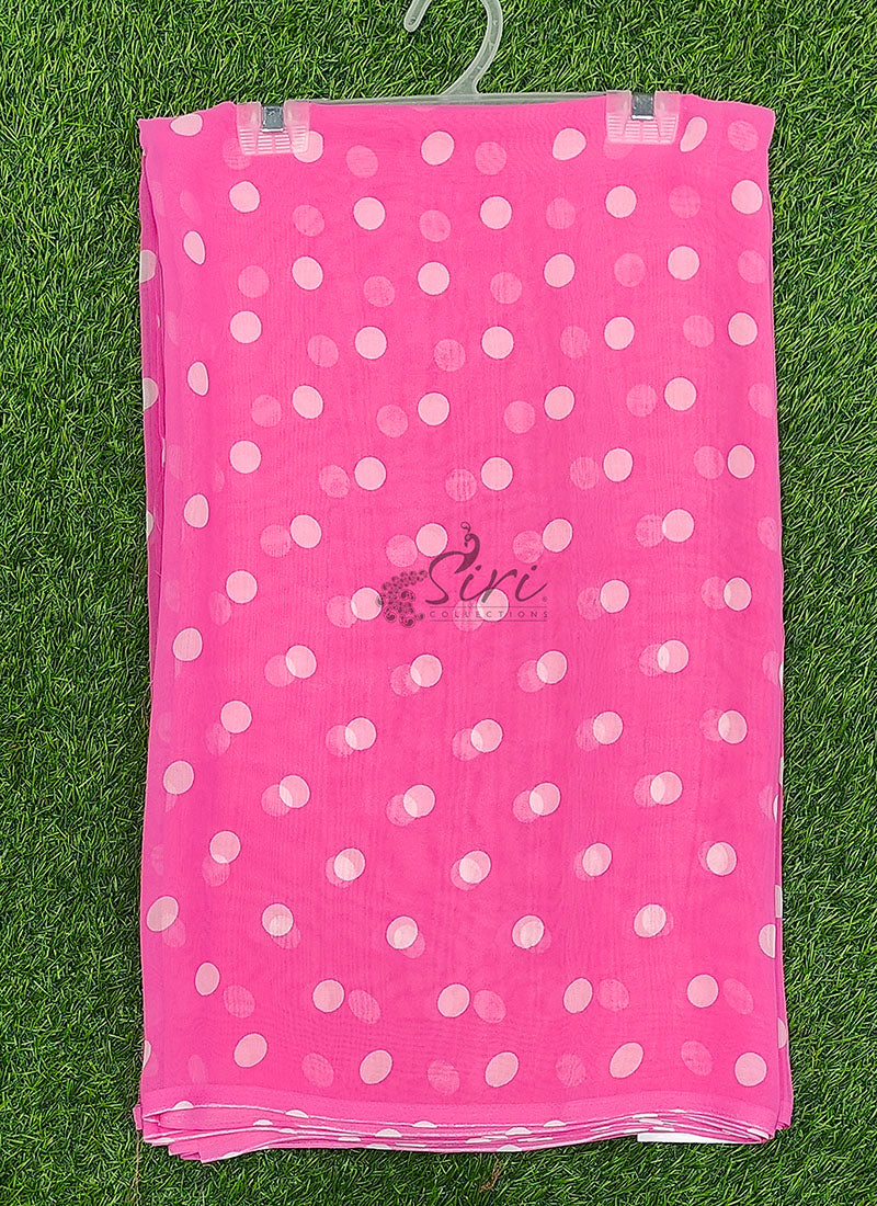 Lovely Printed Georgette Saree in Polka Dot Design