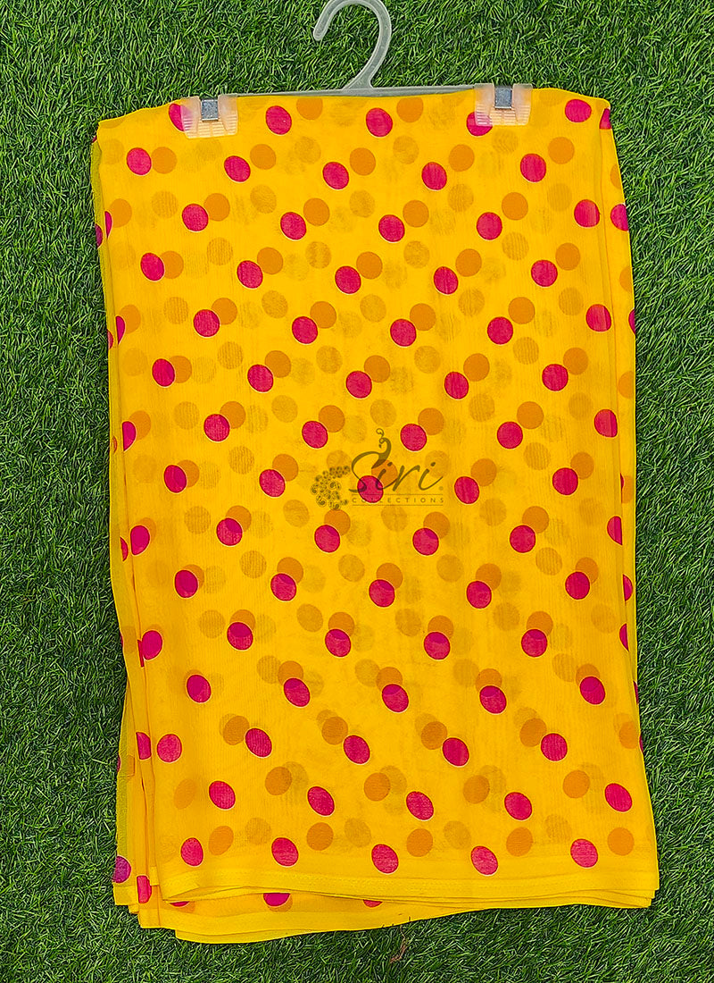 Lovely Printed Georgette Saree in Polka Dot Design