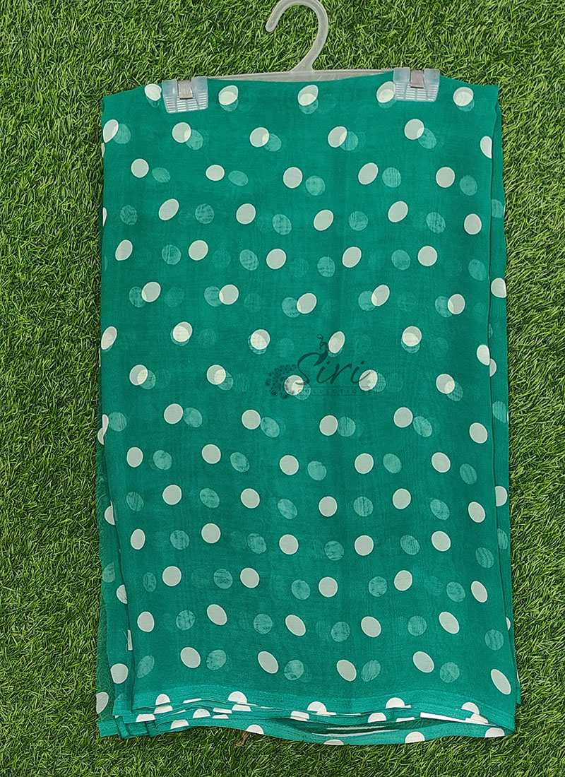 Lovely Printed Georgette Saree in Polka Dot Design