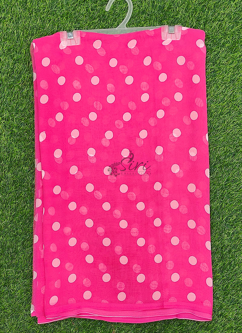 Lovely Printed Georgette Saree in Polka Dot Design