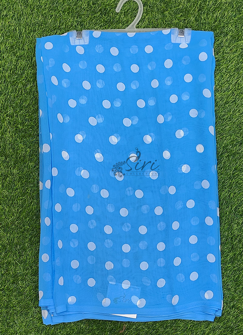 Lovely Printed Georgette Saree in Polka Dot Design