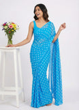 Lovely Printed Georgette Saree in Polka Dots Design
