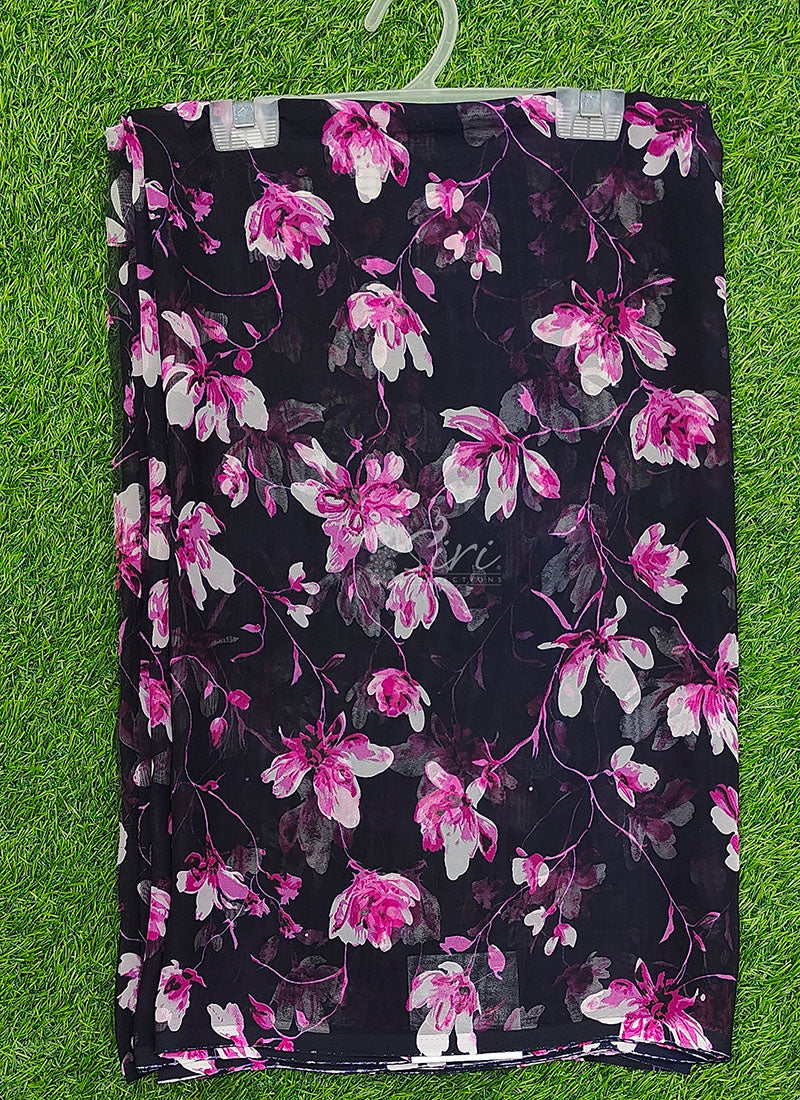 Lovely Printed Floral Georgette Saree