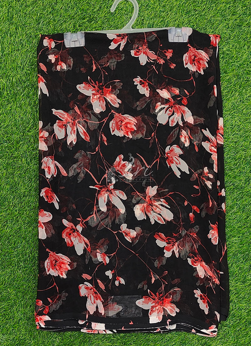 Lovely Printed Floral Georgette Saree