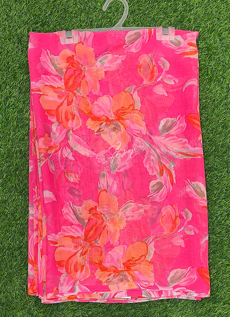 Lovely Printed Floral Georgette Saree