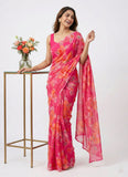 Lovely Printed Floral Georgette Saree