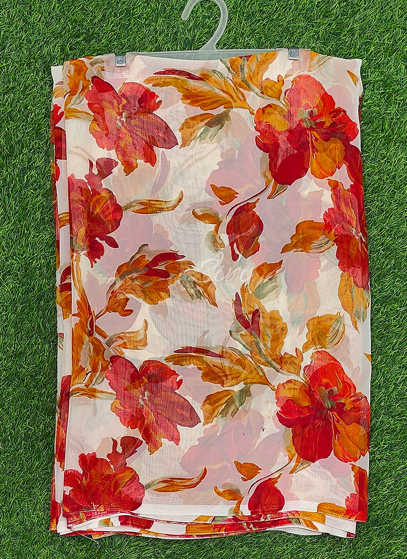 Lovely Printed Floral Georgette Saree