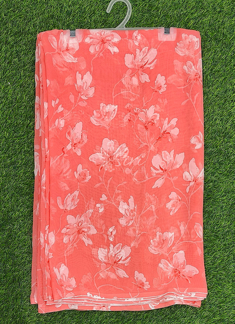 Lovely Printed Floral Georgette Saree
