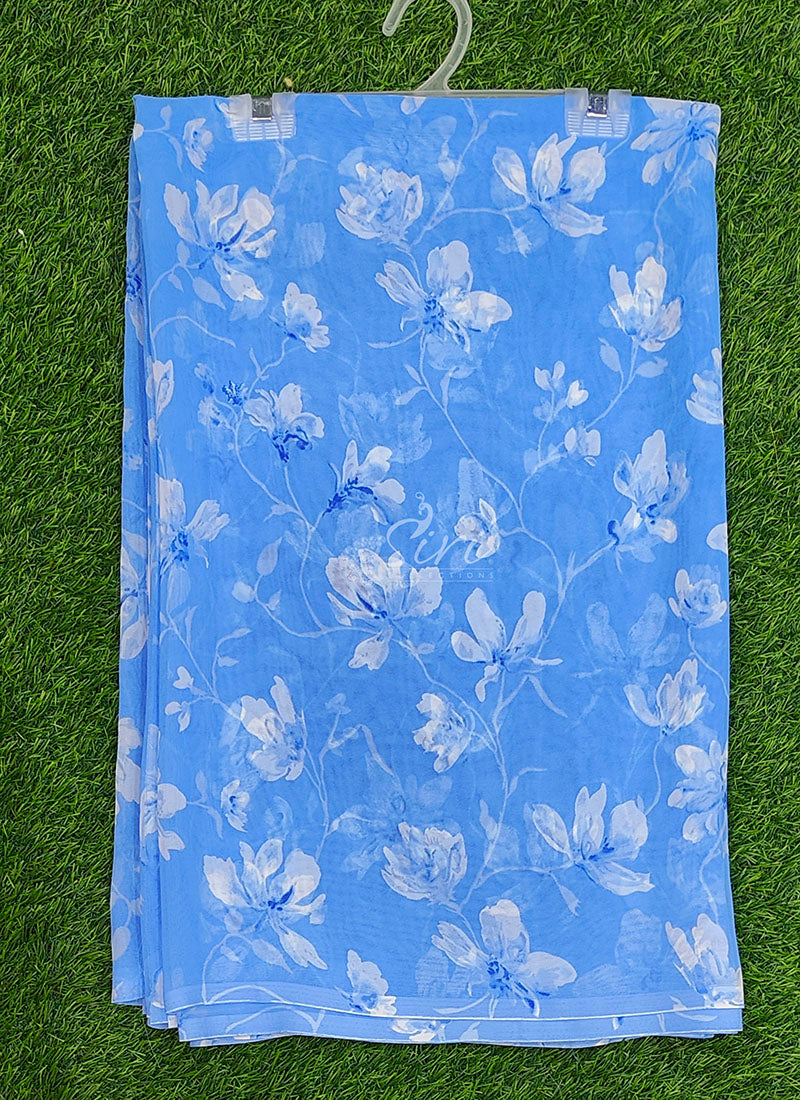 Lovely Printed Floral Georgette Saree