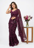 Lovely Printed Floral Georgette Saree