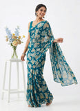 Lovely Printed Floral Georgette Saree