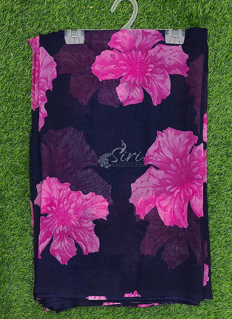 Lovely Printed Floral Georgette Saree