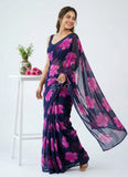Lovely Printed Floral Georgette Saree