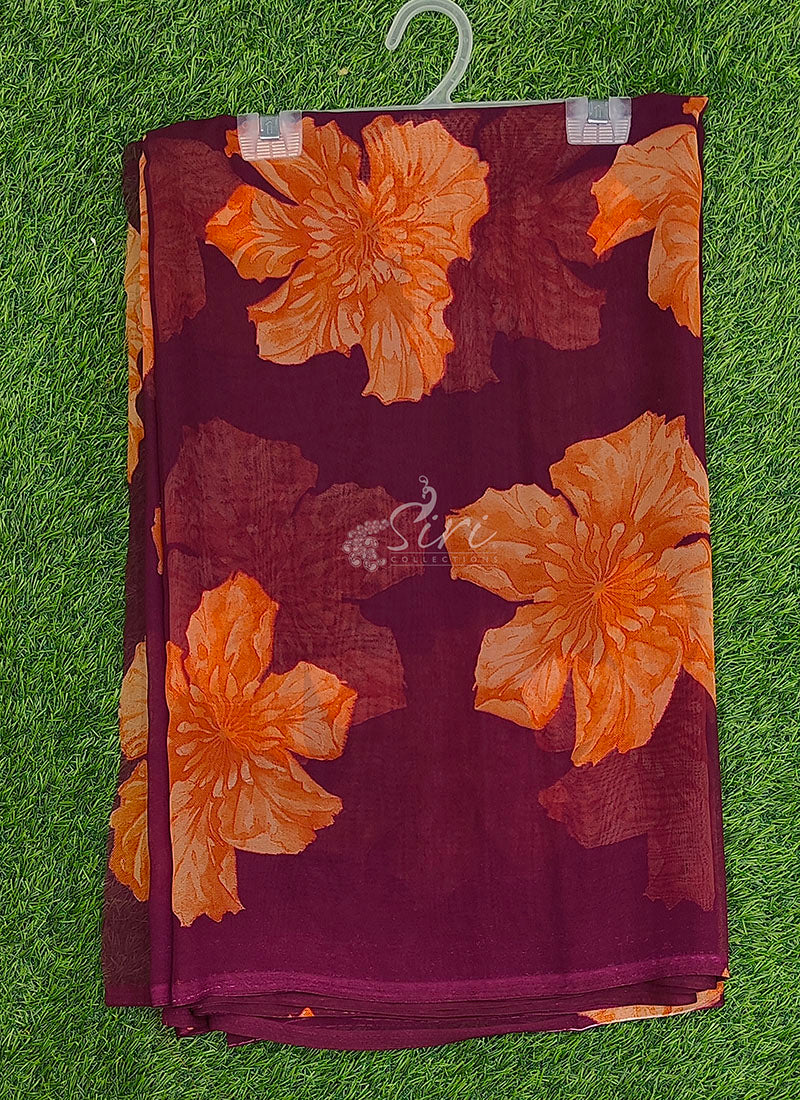 Lovely Printed Floral Georgette Saree