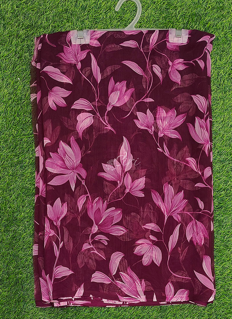 Lovely Printed Floral Georgette Saree