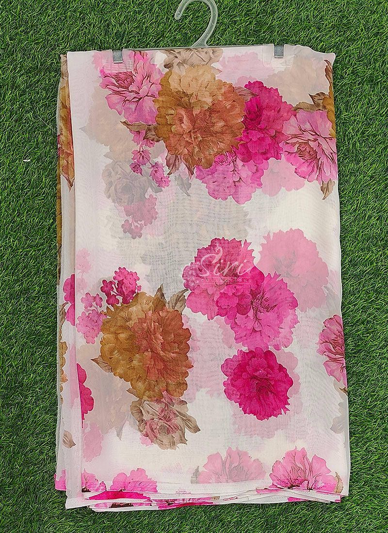 Lovely Printed Floral Georgette Saree