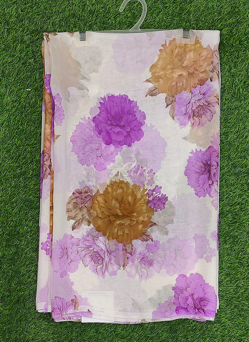 Lovely Printed Floral Georgette Saree