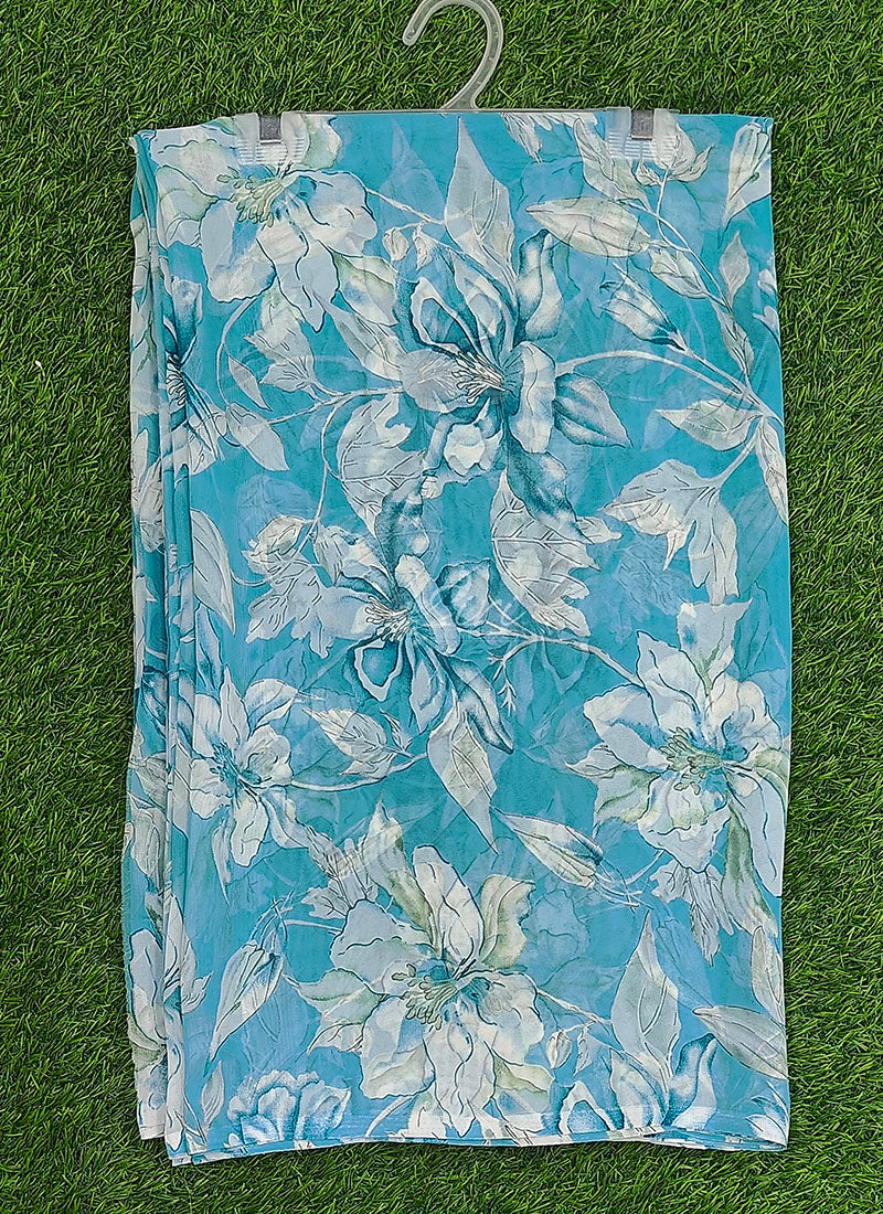 Lovely Printed Floral Georgette Saree