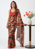 Lovely Printed Floral Georgette Saree