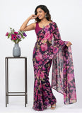 Lovely Printed Floral Georgette Saree