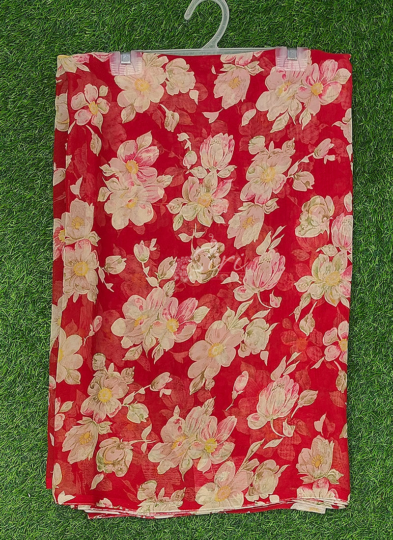 Lovely Printed Floral Georgette Saree
