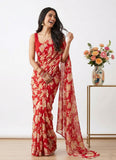 Lovely Printed Floral Georgette Saree