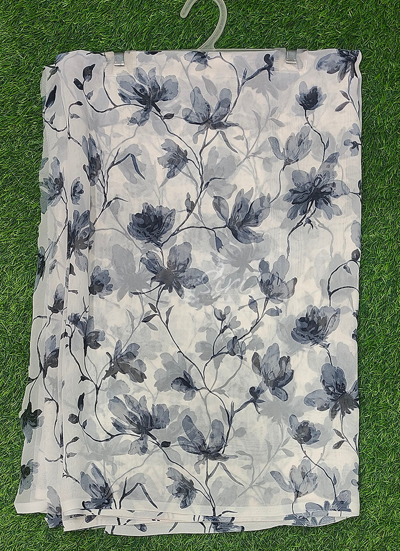 Lovely Printed Floral Georgette Saree
