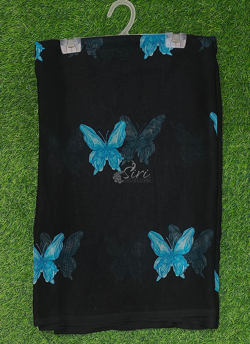 Lovely Printed Floral Georgette Saree