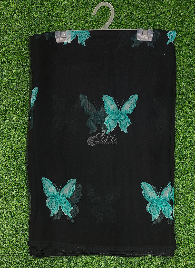 Lovely Printed Floral Georgette Saree