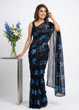 Lovely Printed Floral Georgette Saree