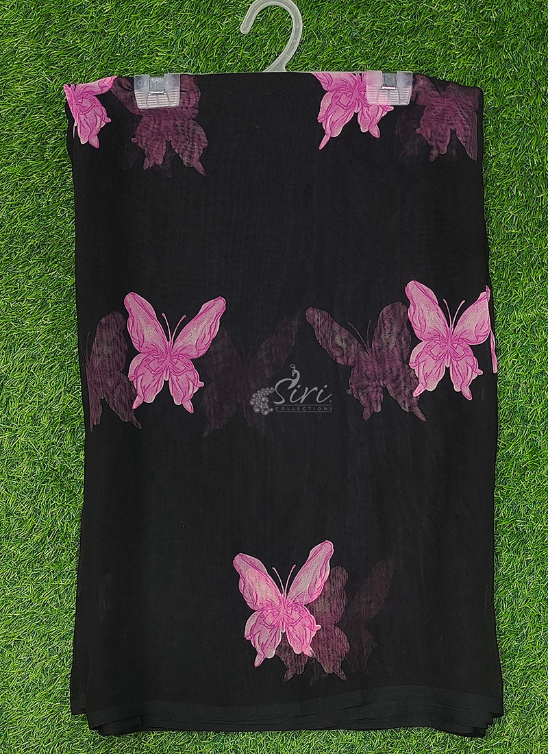Lovely Printed Floral Georgette Saree