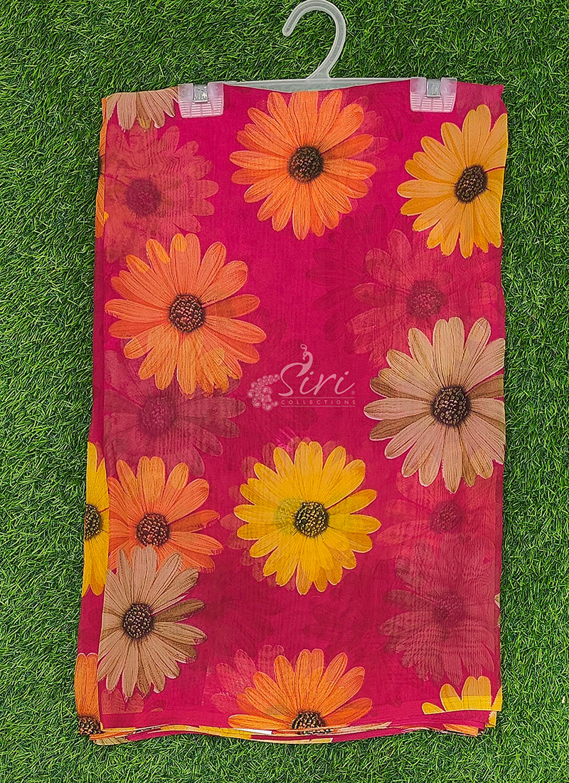 Lovely Printed Floral Georgette Saree
