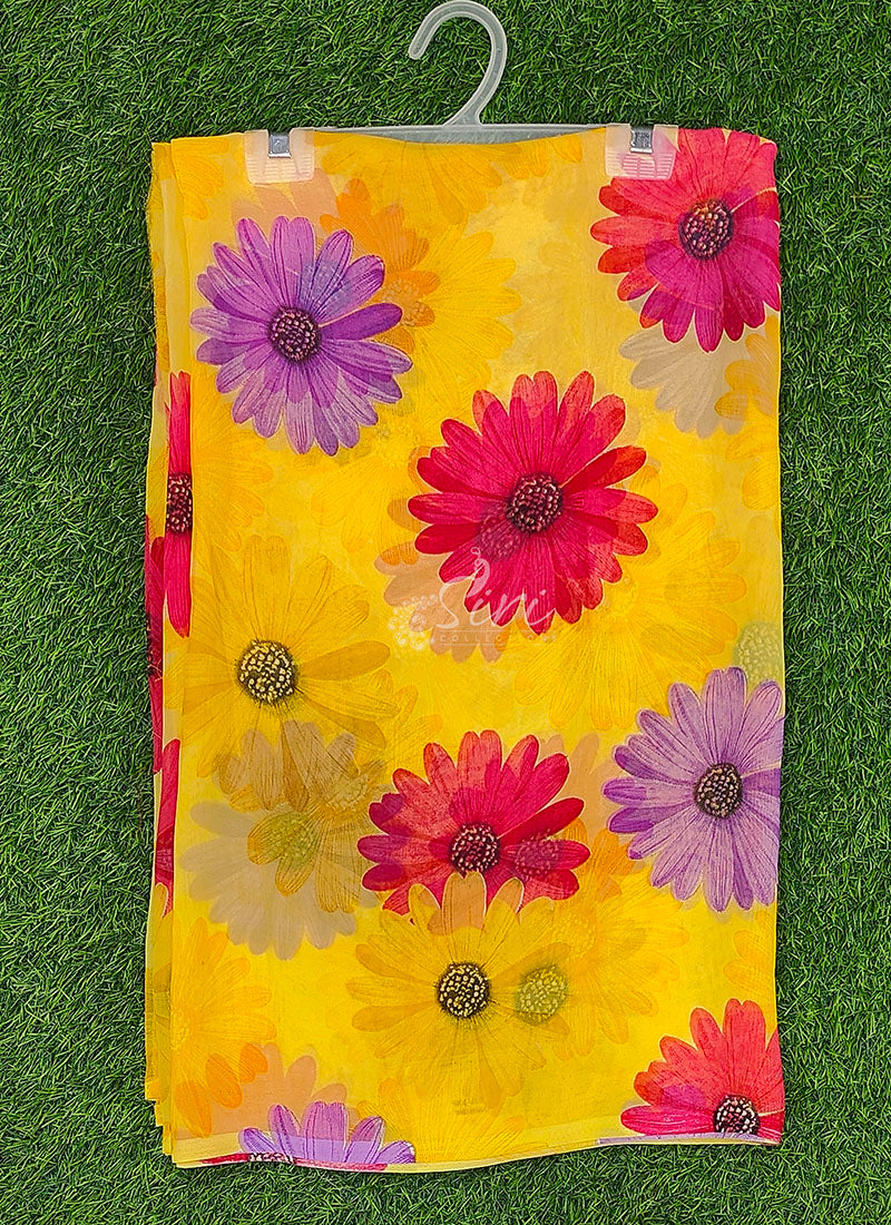 Lovely Printed Floral Georgette Saree