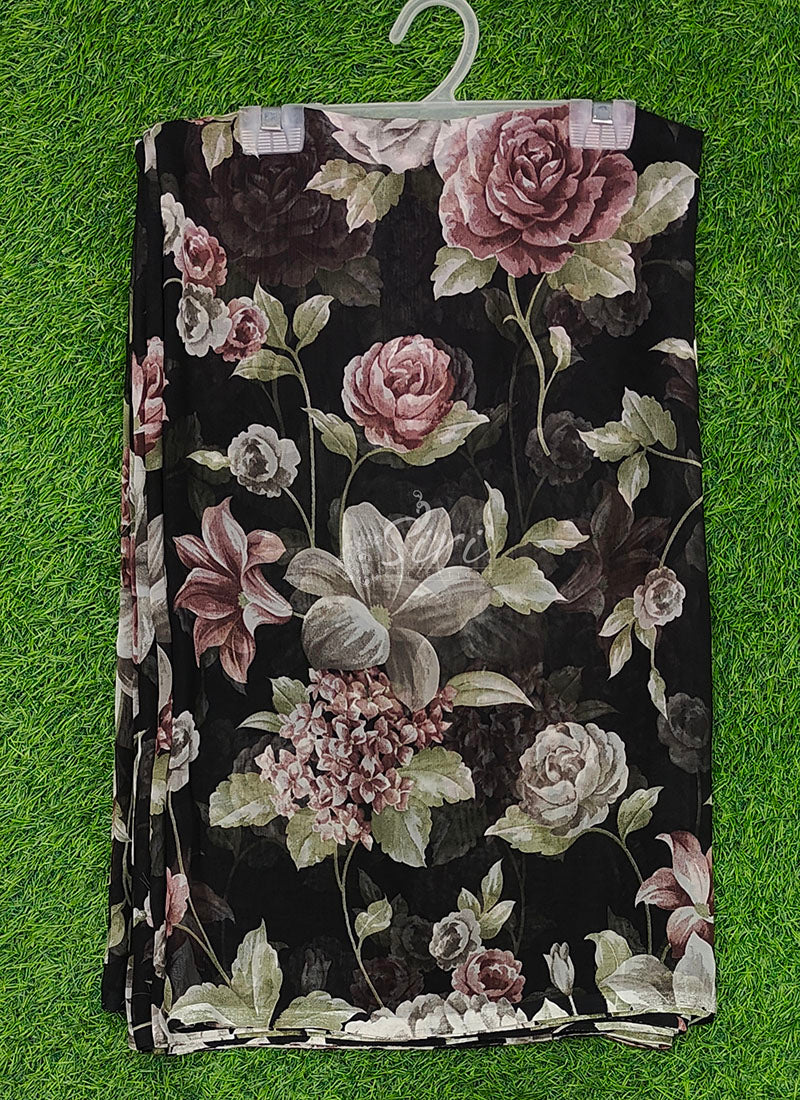 Lovely Printed Floral Georgette Saree