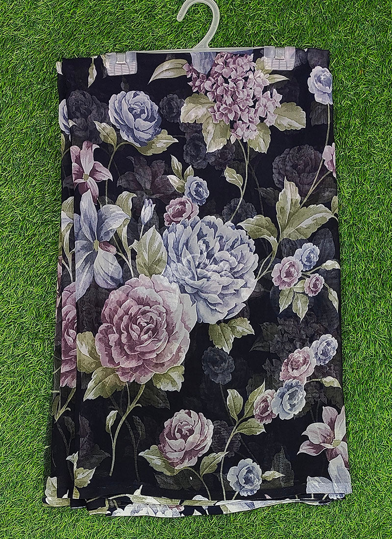 Lovely Printed Floral Georgette Saree