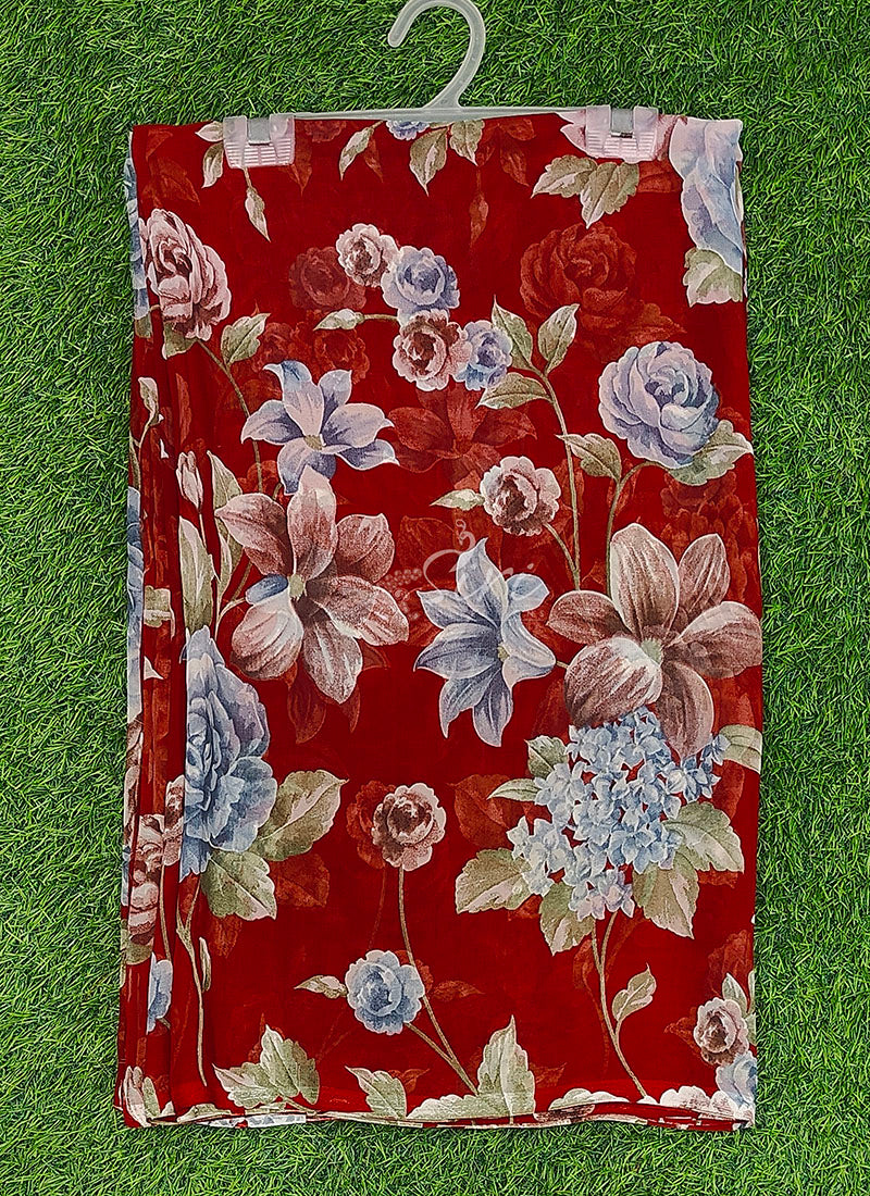 Lovely Printed Floral Georgette Saree