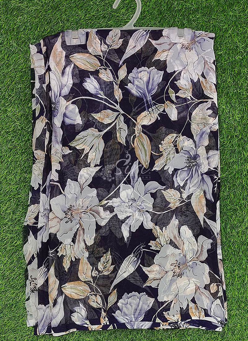 Lovely Printed Floral Georgette Saree