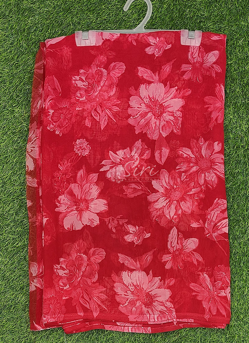 Lovely Printed Floral Georgette Saree
