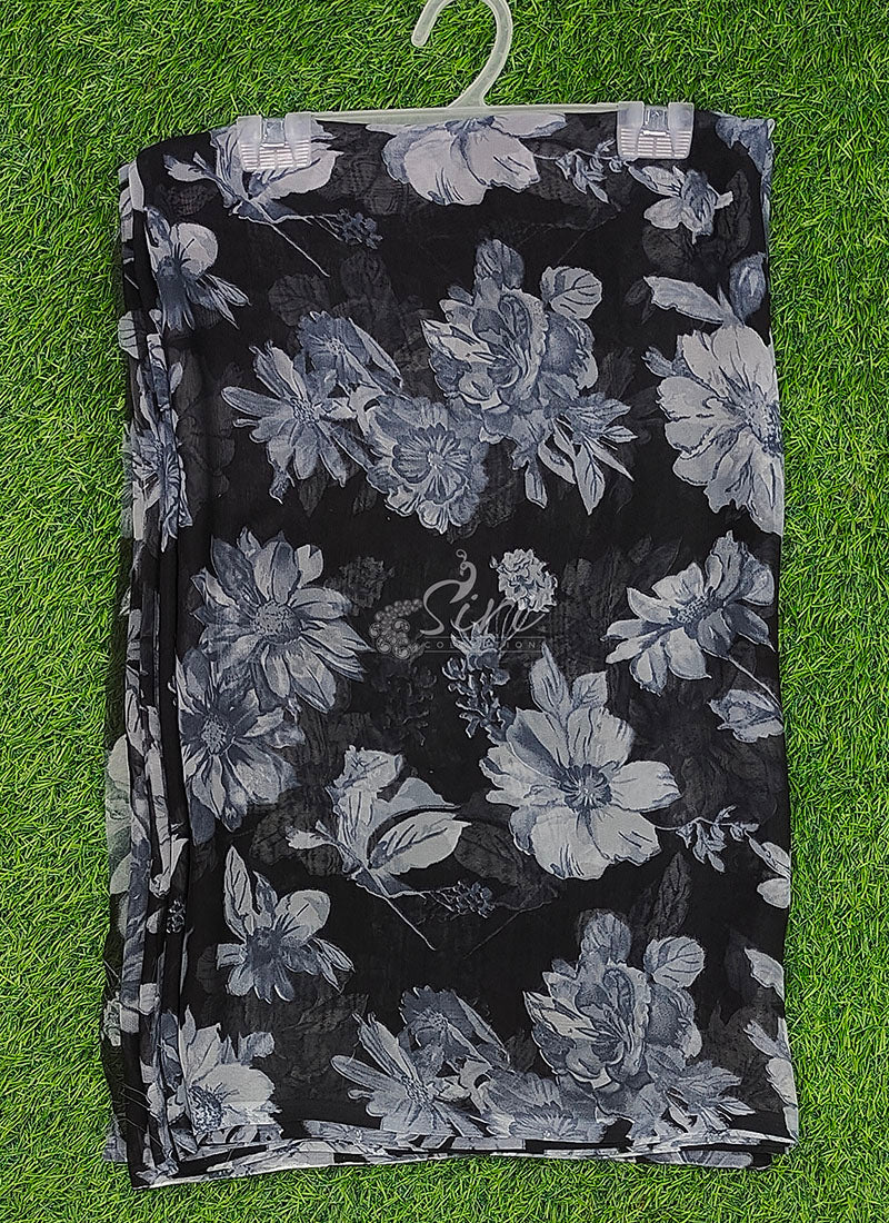 Lovely Printed Floral Georgette Saree