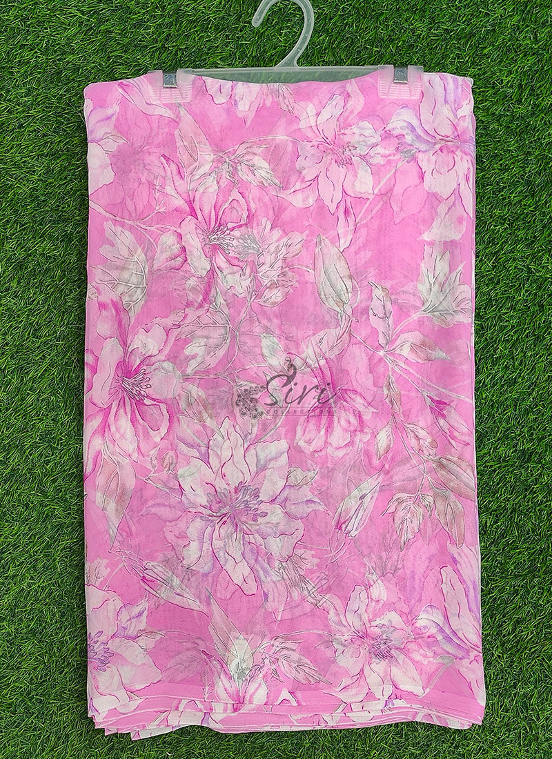 Lovely Printed Floral Georgette Saree
